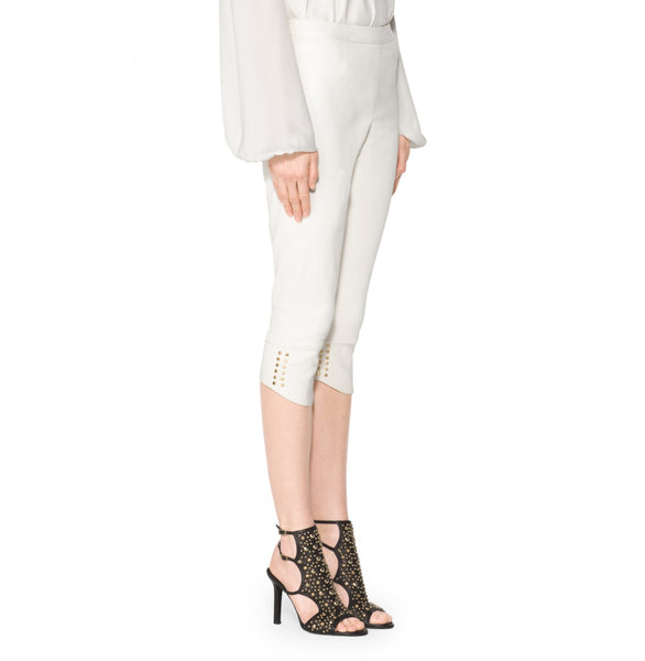 Tamara Mellon of Cream Cropped Leather Biker Pants $1,395 NEW