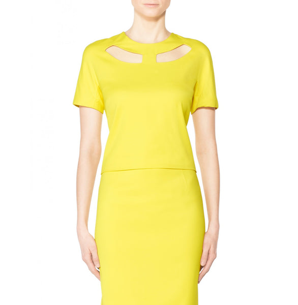 TAMARA MELLON Women's Acid Yellow Cut Out Blouse $495 NWT