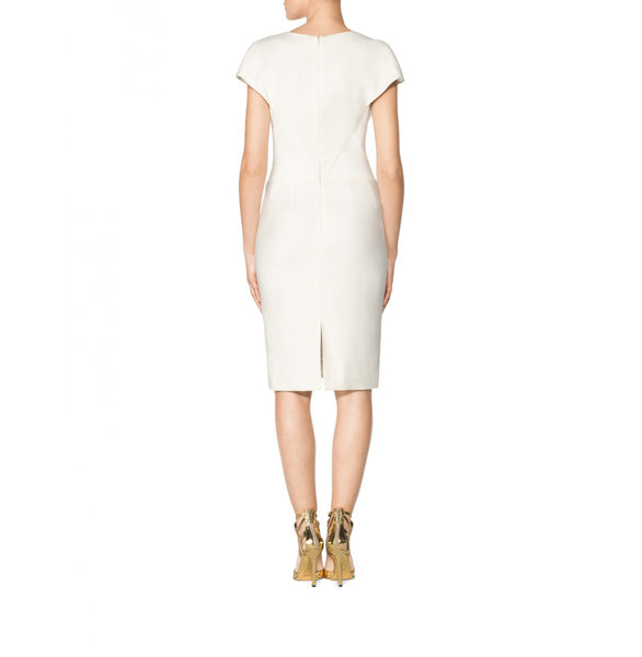 Tamara Mellon Cream Short Sleeve V-Neck Dress $950 NEW