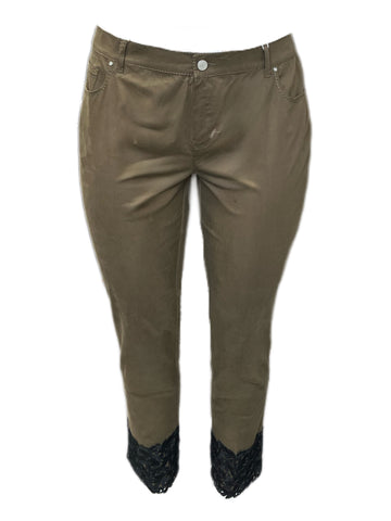 MARINA RINALDI Women's Khaki Olive Racconto Cropped Pants $345 NWT