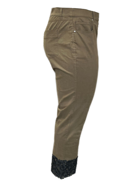 MARINA RINALDI Women's Khaki Olive Racconto Cropped Pants $345 NWT