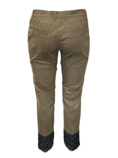 MARINA RINALDI Women's Khaki Olive Racconto Cropped Pants $345 NWT