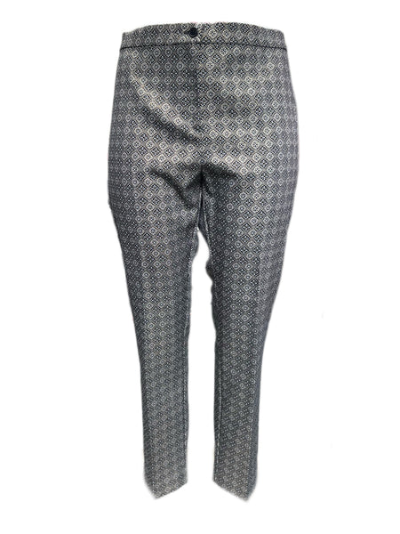MARINA RINALDI Women's Gold Metallic Ravenna Printed Pants $360 NWT