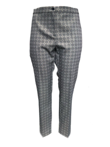 MARINA RINALDI Women's Gold Metallic Ravenna Printed Pants $360 NWT