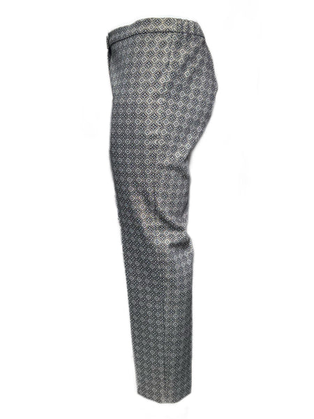 MARINA RINALDI Women's Gold Metallic Ravenna Printed Pants $360 NWT
