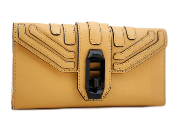 REBECCA MINKOFF Natural Beige Tri-Fold Leather Checkbook Wallet $175 NWOT