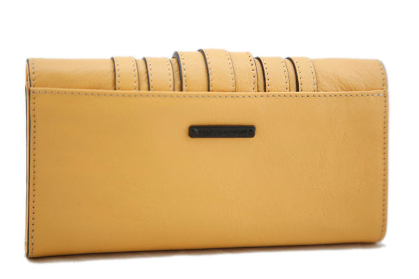 REBECCA MINKOFF Natural Beige Tri-Fold Leather Checkbook Wallet $175 NWOT