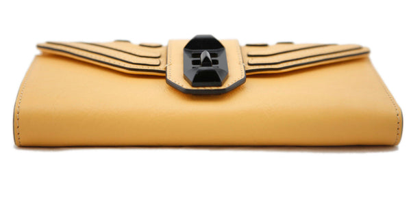 REBECCA MINKOFF Natural Beige Tri-Fold Leather Checkbook Wallet $175 NWOT