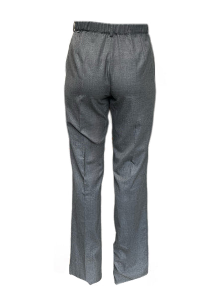MARINA RINALDI Women's Grey Renato Small Check Unhemmed Pants $310 NWT