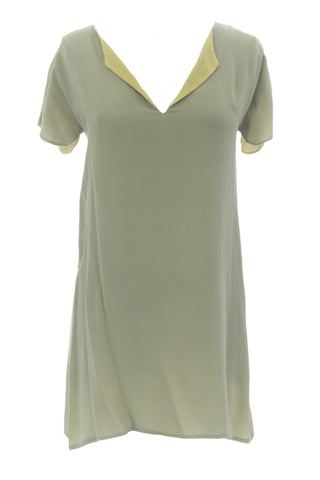 ANNE LEMAN Women's Grey/Lemon Yellow Reversible Dress 99918 $468 NEW