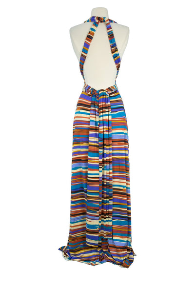 VON VONNI Women's Royal Brown Stripe Transformer Dress Long One Size VVL101 $120