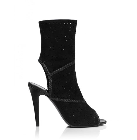 Tamara Mellon Black Suede Wild West Sandals 105MM Heels $1,195 NEW