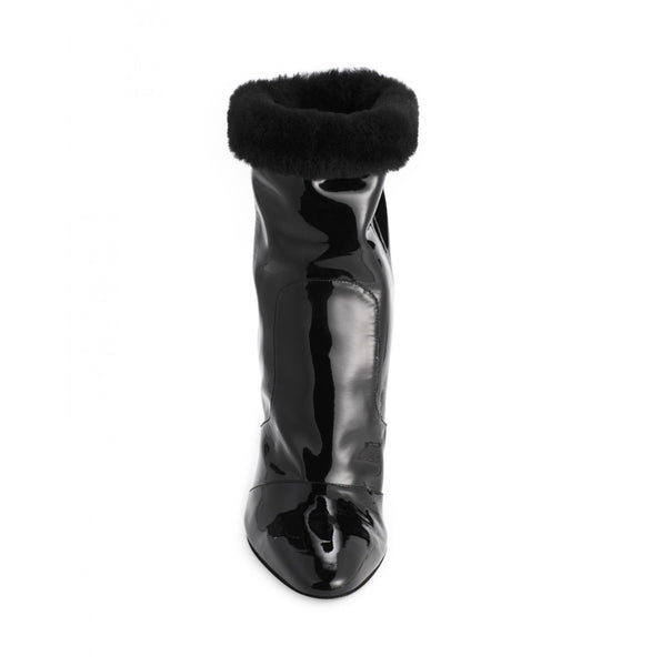Tamara Mellon Patent/Shearling Crush Boots 90MM Heels $1,895 NEW