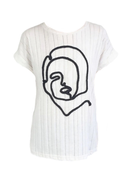 MADISON THE LABEL Women's White Embroidered Cotton T-Shirt #MS0109 X-Small NWT