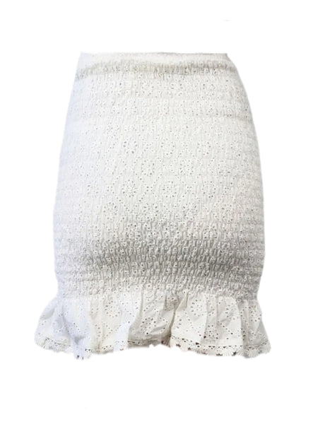 MADISON THE LABEL Women's White Cotton Lace Mini Skirt #MS0226 X-Small NWT