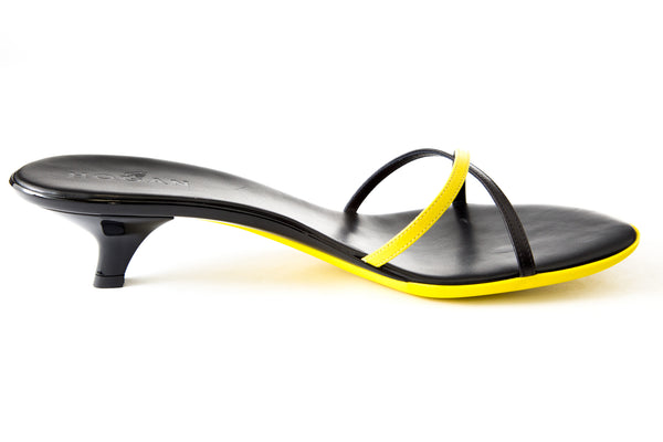 Hogan by TOD'S Slick Crossed Bands Shoes Black/Yellow