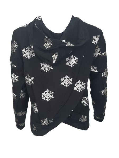 TEREZ Women's Black Snowflake Foil Hoodie #22207775 NWT