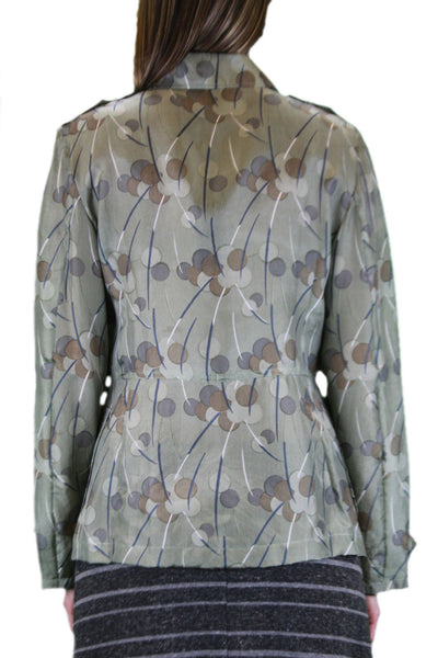 CUSTO BARCELONA Womens Soldier Silk Polka Dot Blazer Jacket 492214 $176 NWT