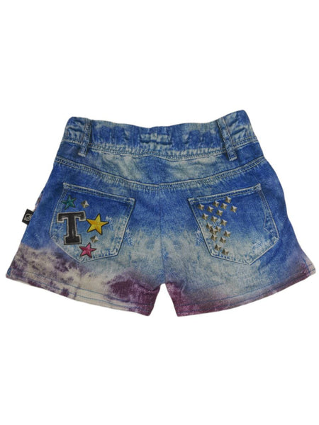 TEREZ Girl's Blue Denim Stars And Studs Shorts #437031110 5 Years NWT