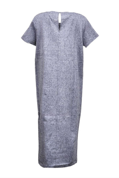 HoodLamb Women's Navy Contrast Stripe Maxi Hemp Dress 420 NWT