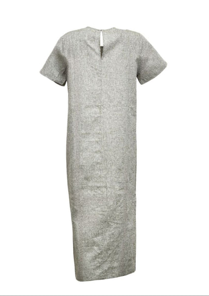 HoodLamb Women's Olive Contrast Stripe Maxi Hemp Dress 420 NWT