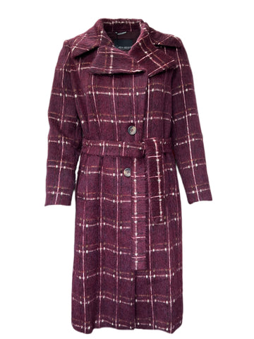 MARINA RINALDI Women's Trono Wool Coat, Bordeaux, 12W / 21