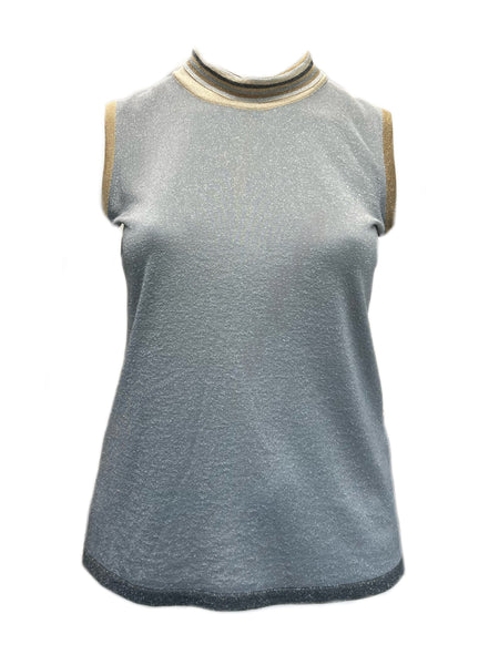 MARINA RINALDI Women's Silver/Gold Ukulele 2-Piece Sweater Set $860 NWT