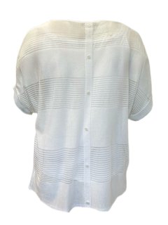 MARINA RINALDI Women's White Ulivo Sheer Stripes Sweater $540 NWT