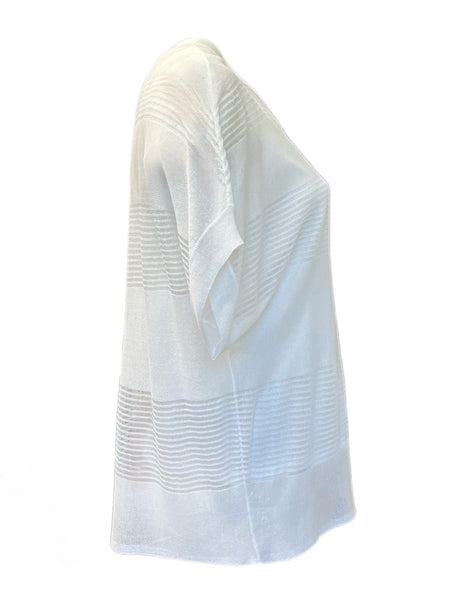 MARINA RINALDI Women's White Ulivo Sheer Stripes Sweater $540 NWT