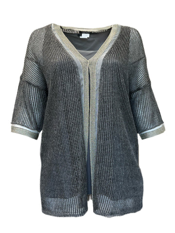 MARINA RINALDI Women's Grey Uva 2-Piece Knit Cardigan $620 NWT