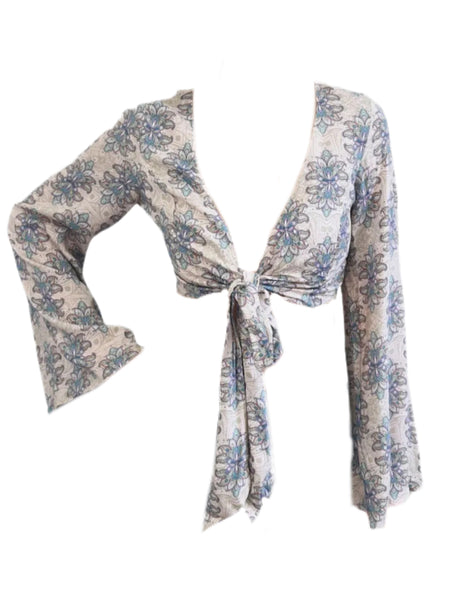 LOST IN LUNAR Women's Multicoloured Kimono Sleeve Crop Top #L0156 X-Small NWT