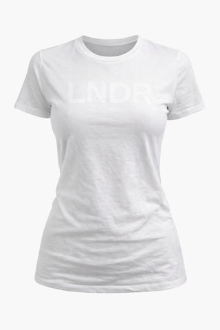 LNDR Women's White Logo T-Shirt #JN977 Medium $125 NWT
