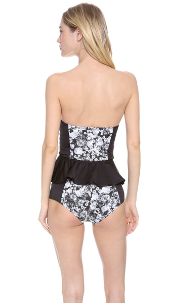 ZINKE Women's Black/White Floral Starboard One-Piece Bathing Suit Sz S $132 NEW