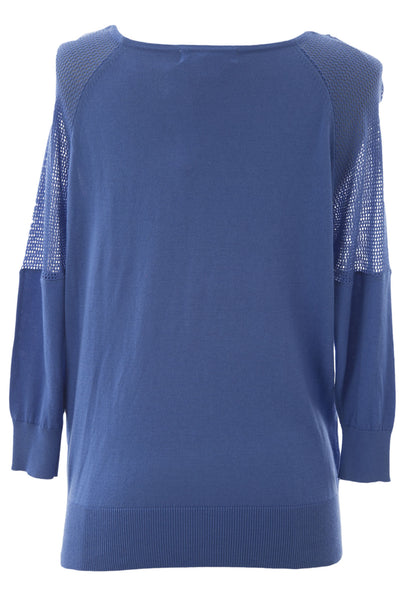 August Silk Women's Petite Mesh Inset 3/4 Sleeve Sweater NWT $58