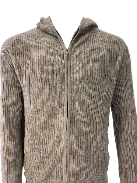 VALNOIR Men's Beige Zip Pockets Tech Hoodie #04M L NWT