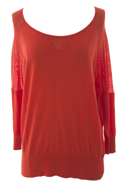 August Silk Women's Mesh Inset Boat Neck Sweater NWT $58