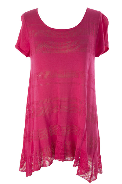 August Silk Women's Stripe Crochet Tunic Sweater NWT $68