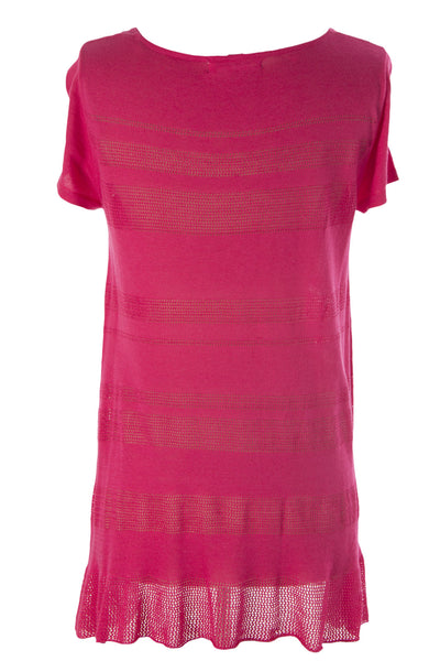 August Silk Women's Stripe Crochet Tunic Sweater NWT $68