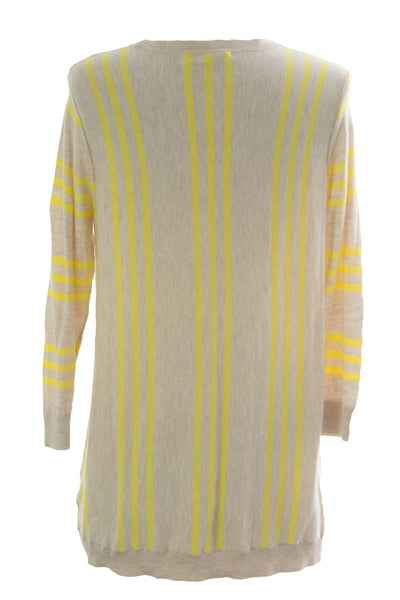August Silk Women's Sand Combo Striped 3/4 Sleeve Cardigan NWT $68