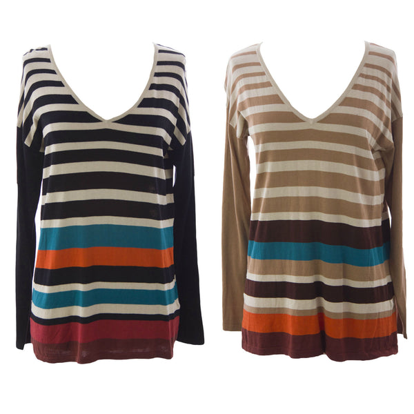 August Silk Women's Striped Raglan Sweater NWT $58