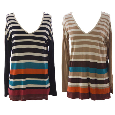 August Silk Women's Striped Raglan Sweater NWT $58