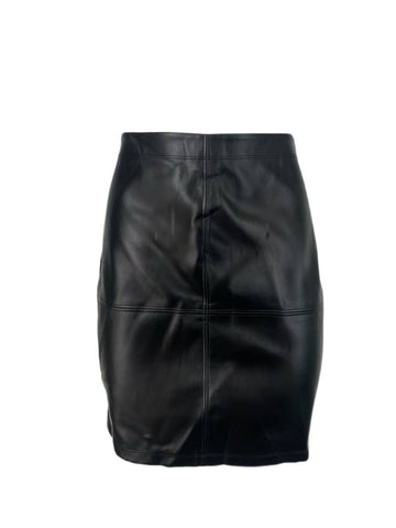 9/15 Women's Black Leather Straight Mini Skirt #09S S NWT