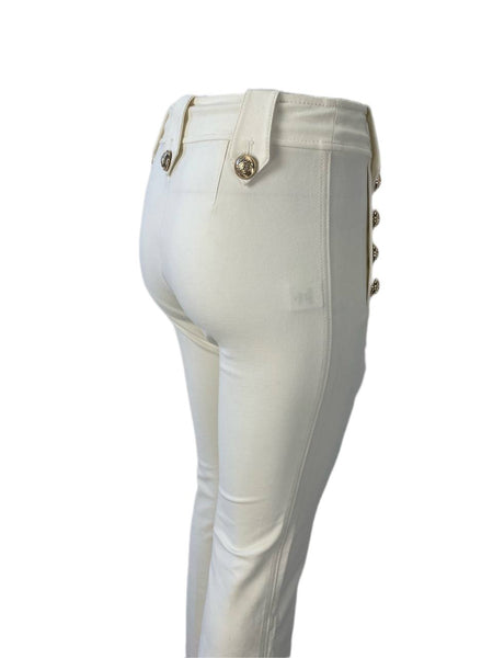 DEREK LAM Women's White Flared Button Pants #0ACR 4 NWT