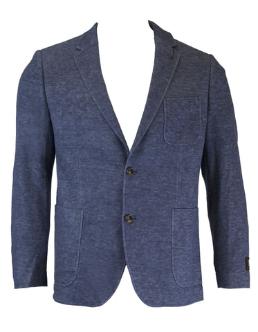 1 LIKE NO OTHER Men's Blue Cotton Linen Blend Sports Coat $495 NWT