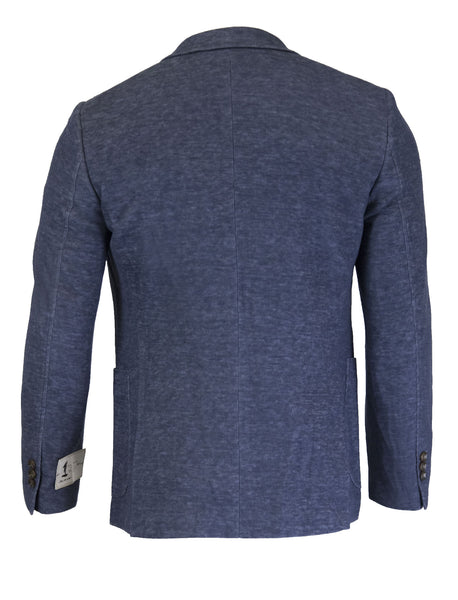 1 LIKE NO OTHER Men's Blue Cotton Linen Blend Sports Coat $495 NWT