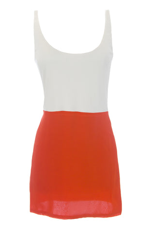 OLCAY GULSEN Women's Off-White / Coral Mini Dress 1003 $300 NEW