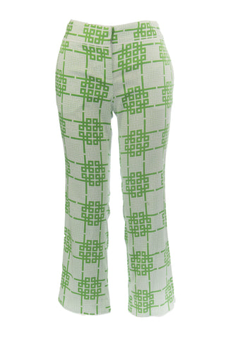 ELIZABETH MCKAY White & Lime Green Printed Dark & Stormy Capris 1012 $215 NWT