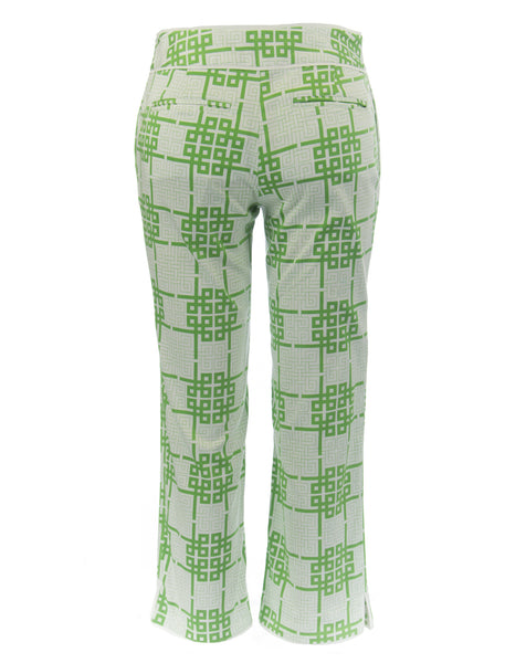 ELIZABETH MCKAY White & Lime Green Printed Dark & Stormy Capris 1012 $215 NWT
