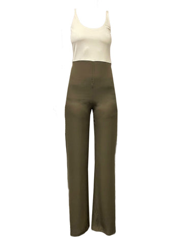 OLCAY GULSEN Women's Off-White/Coffee Sleeveless Jumpsuit 1019 Sz S $375 NEW