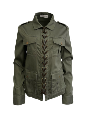 RACHEL ZOE Khaki Button Down 4 Pockets Jacket #103 No Size NWOT